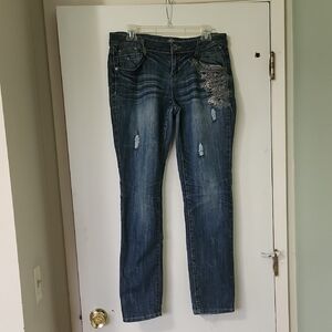 Women's Blue Jeans with Embellishments